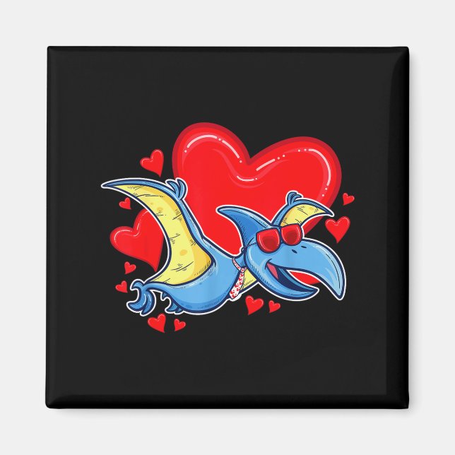 Dinosaur Valentine Heart Pterodactyl Valentines Da Magnet (Vorne)