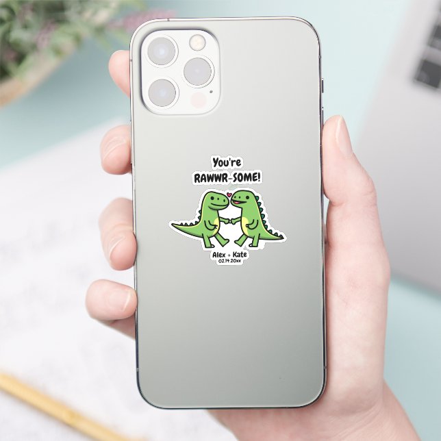 Dinosaur Valentines Aufkleber (Telefon)