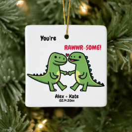Dinosaur Valentines Keramikornament