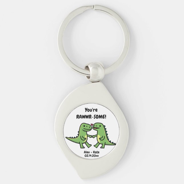 Dinosaur Valentines Schlüsselanhänger (Vorderseite)