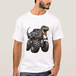 Dinosaur Velociraptor Monster Truck T-Shirt