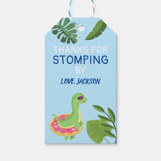 Dinosaur Vielen Dank, dass Sie durch Dschungelthem Geschenkanhänger (Vorderseite)