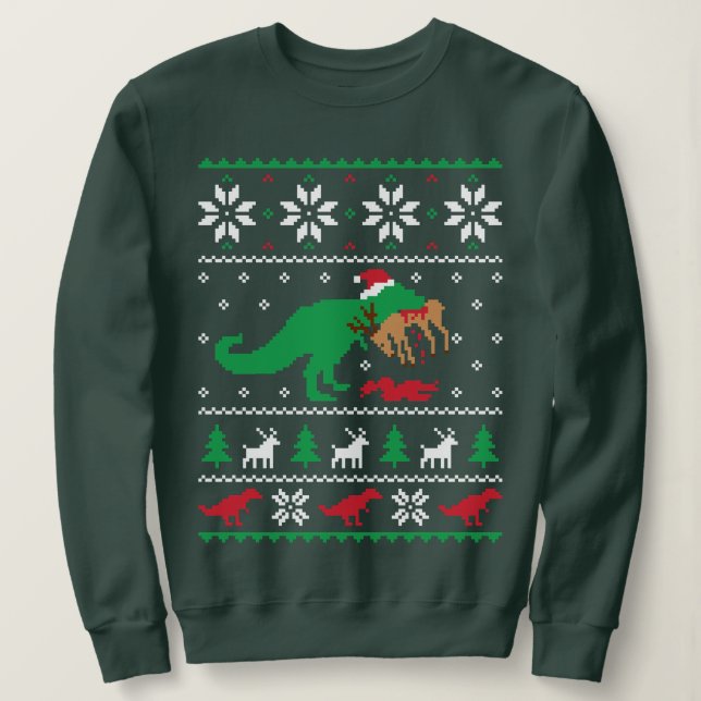 Dinosaur Vilain Sweat de Noël - Drôle Noël (Design devant)