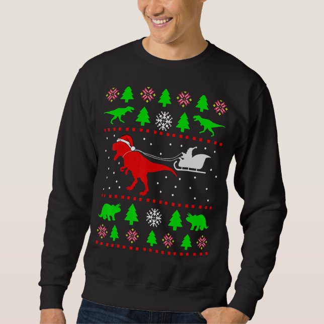 Dinosaur Vilain Sweat de Noël pour adultes enfants (Devant)