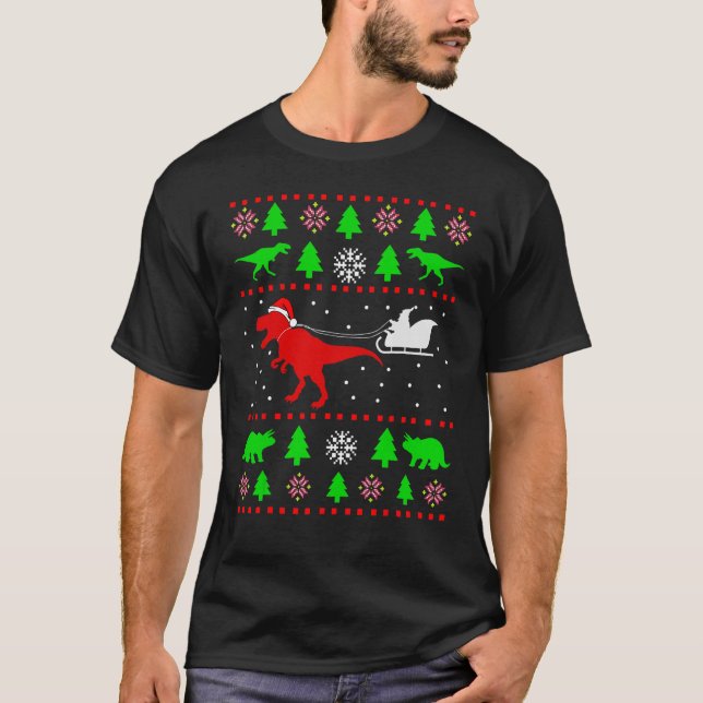 Dinosaur Vilain Sweat de Noël pour adultes enfants (Devant)