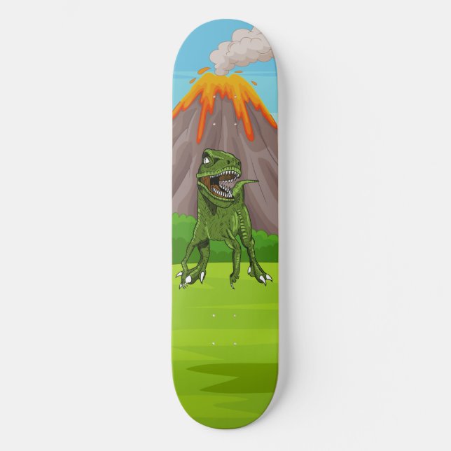 Dinosaur Vulkan Vorhistorische Zeit Skateboard (Vorderseite)
