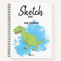 Dinosaur Watercolor Background Kids Sketchbook