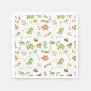 Dinosaur Watercolor Geburtstag Serviette