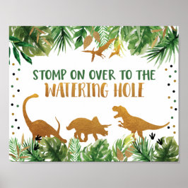 Dinosaur Watering Hole Birthday Table Sign Poster