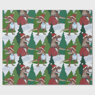 Dinosaur-Weihnachten T-Rex Weihnachtsmann Geschenkpapier