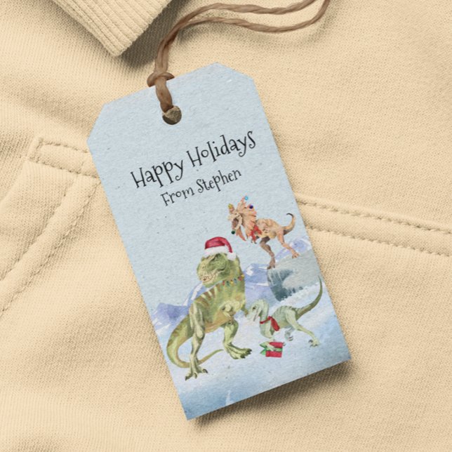 Dinosaur Weihnachts Tyrannosaur Raptor Personalisi Geschenkanhänger (Von Creator hochgeladen)