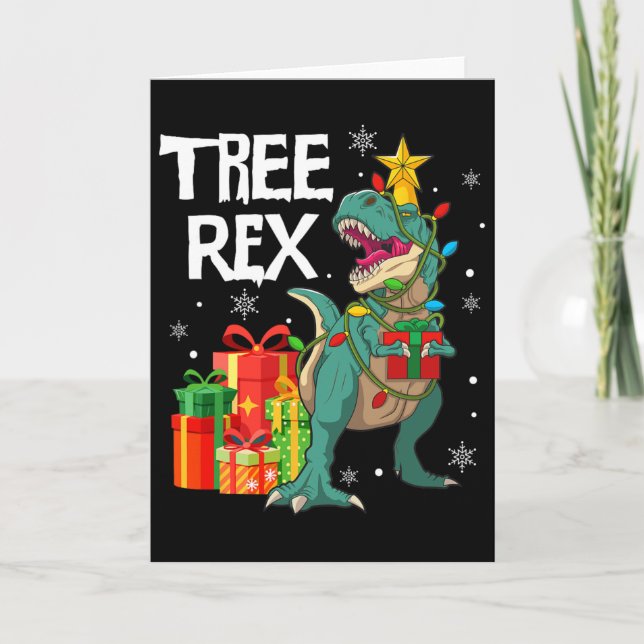 Dinosaur-Weihnachtsbaum-Pyjama-Rex-Reptil-Männer-W Karte (Vorderseite)