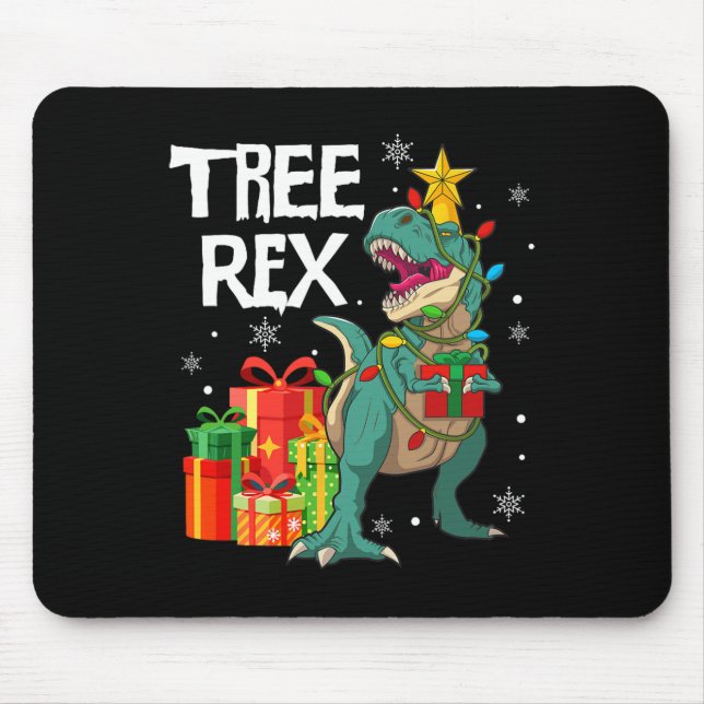 Dinosaur-Weihnachtsbaum-Pyjama-Rex-Reptil-Männer-X Mousepad (Vorne)