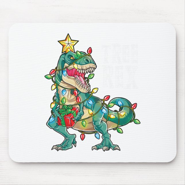 Dinosaur Weihnachtsbaum Rex Pajamas Men Boys Xmas Mousepad (Vorne)