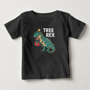 Dinosaur Weihnachtsbaum Rex Pajamas Xmas Lights Baby T-shirt