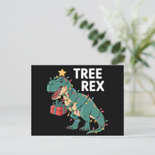 Dinosaur Weihnachtsbaum Rex Pajamas Xmas Lights Postkarte
