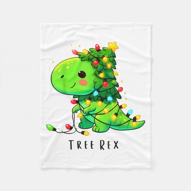 Dinosaur-Weihnachtsbaum-Rex-Pyjama Männer Jungen W Fleecedecke (Vorderseite)