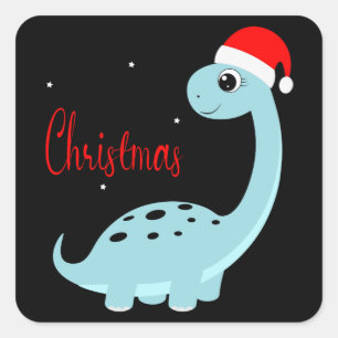 Dinosaur Weihnachtsgeschenk, Familiendekoration Quadratischer Aufkleber