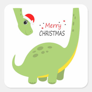 Dinosaur Weihnachtsgeschenk, Familiendekoration Quadratischer Aufkleber
