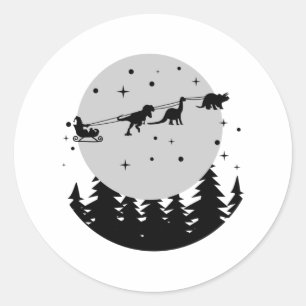 Dinosaur Weihnachtsgeschenk, Familiendekoration Runder Aufkleber