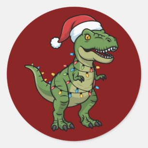 Dinosaur-Weihnachtslichter Festive Dino-Feierlaune Runder Aufkleber