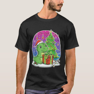 Dinosaur Weihnachtsmann Hut Weihnachten Dinosaurie T-Shirt