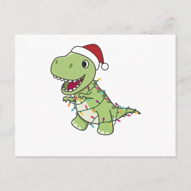 Dinosaur Weihnachtsschnee Winter T-Rex Dino Postkarte (Vorderseite)