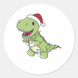 Dinosaur Weihnachtsschnee Winter T-Rex Dino Runder Aufkleber