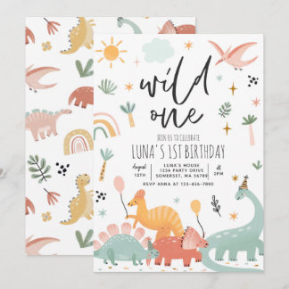Dinosaur Wild 1. Geburtstags-Party Einladung
