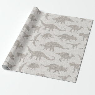 Dinosaur Wrapping Paper - Beige Geschenkpapier