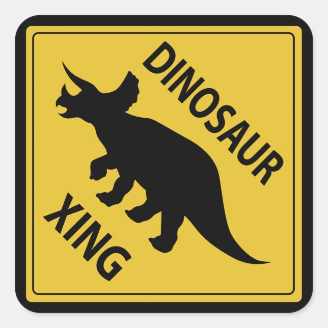 Dinosaur Xing Quadratischer Aufkleber (Vorderseite)