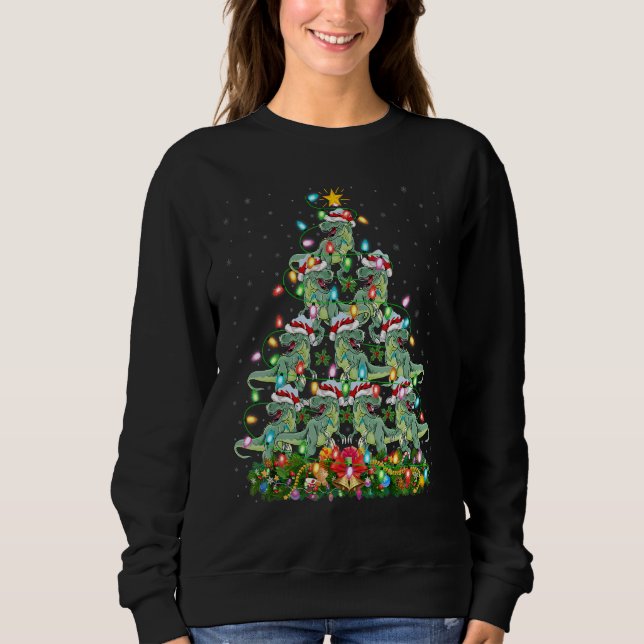 Dinosaur   Xmas Lights Santa Dinosaur Christmas Tr Sweatshirt (Vorderseite)
