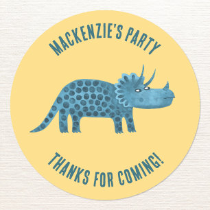 Dinosaur Yellow Party Vielen Dank Runder Aufkleber