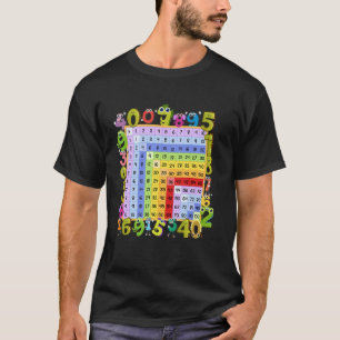 Dinosaur Zahlen Multiplikation Quadrat Mathe Rücke T-Shirt
