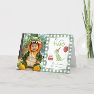Dinosaur zum zweiten Geburtstag Dankeschön Dankeskarte