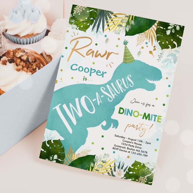 Dinosaur Zwei-A-Saurus Party Dinosaur 2. Geburtsta Einladung (Von Creator hochgeladen)