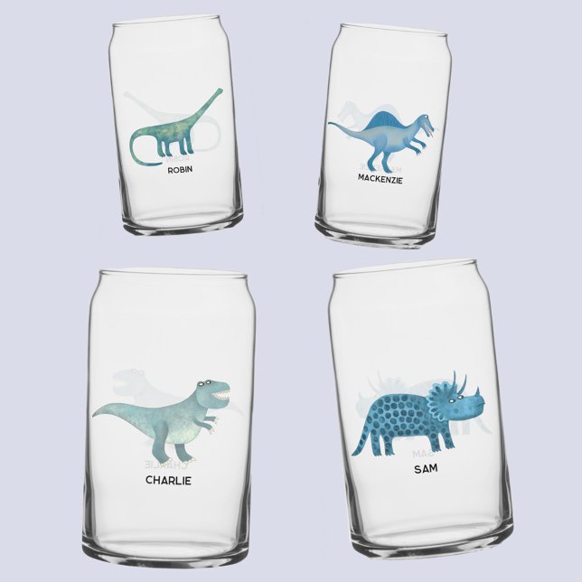 Dinosaure amusant Personnalisé (Fun personalized name dinosaur glass set)