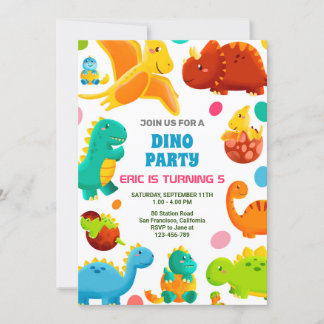 Dinosaure Anniversaire Invitation, Dinosor Cartes