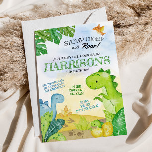 Dinosaure Anniversaire Invitation Stomp, Chomp & R