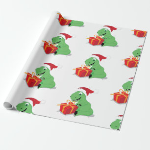 Dinosaure avec papier cadeau de Noël
