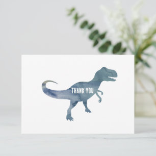 Dinosaure Bleu Trex Carte de remerciements plat