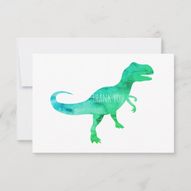 Dinosaure Bleu Trex Carte de remerciements plat (Devant)