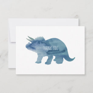 Dinosaure Bleu Tricératops Carte de remerciements 