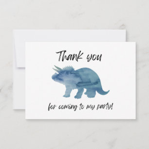 Dinosaure Bleu Tricératops Carte de remerciements 