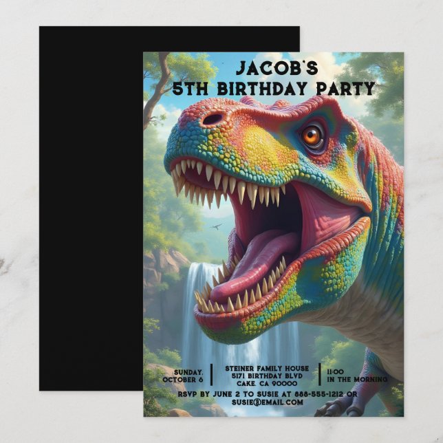 Dinosaure d'âge personnalisé Invitations de fête d (Devant / Derrière)