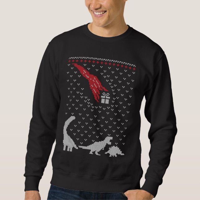 dinosaure de Noël festif laide sweatshirt (Devant)