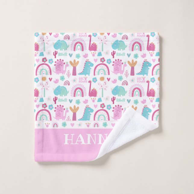 Dinosaure de puissance féminine personnalisée (Gant de toilette)