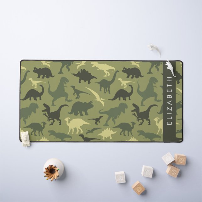 Dinosaure Motif, Dinosaur Silhouette, Votre Nom (Tableau pour enfants)
