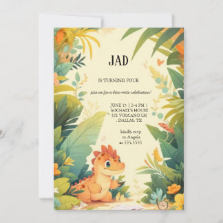 dinosaure orange invitation anniversaire