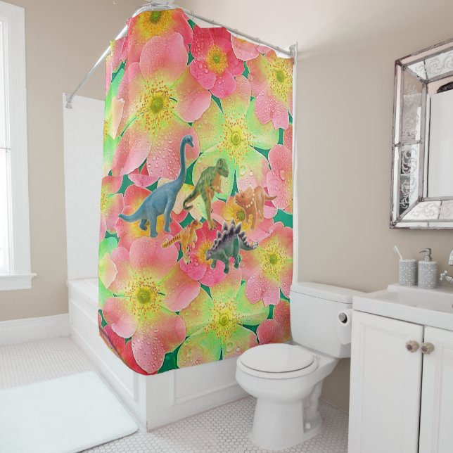 Dinosaure rideau de douche (En situation)